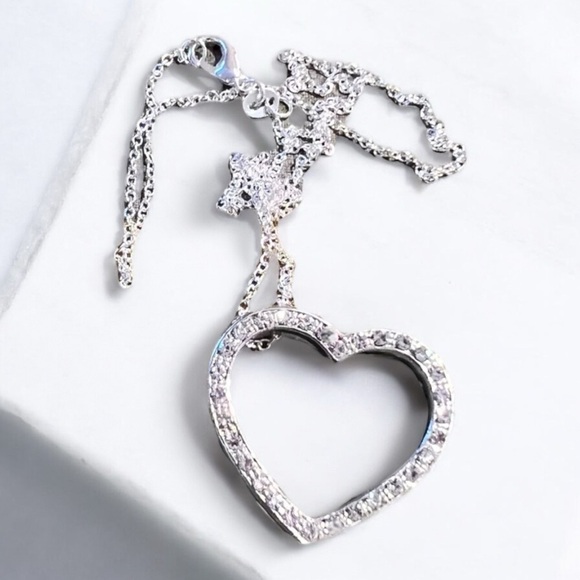 Vintage Cubic zirconia, heart charm, heart pendant Silver 925 - Picture 12 of 16